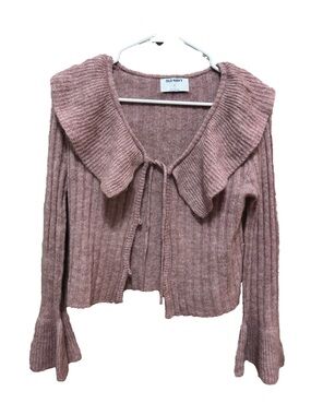 Old Navy Women's Rose-Pink Ribbed Tie-Front Cardigan